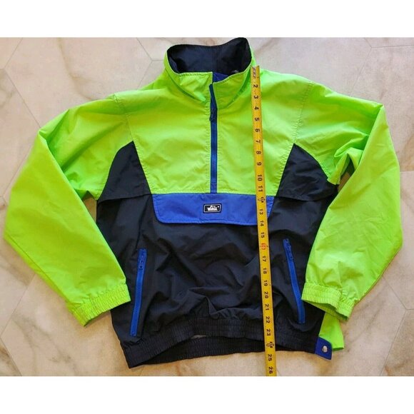 Woolrich Men's S Jacket Anorak 1/2 Zip Windbreaker Pullover VTG 90s Neon Green - Picture 4 of 10